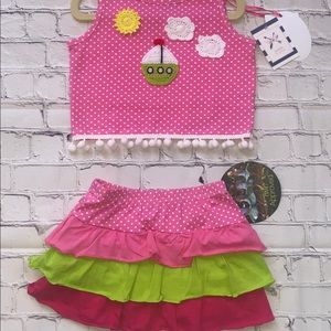 Girls size 3T top and skort custom outfit